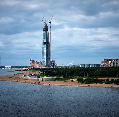 Строительство делового комплекса "Лахта-центр" в Санкт-Петербурге