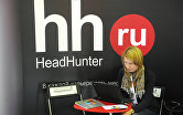 Логотип компании HeadHunter.ru на форуме Russian Internet Week.