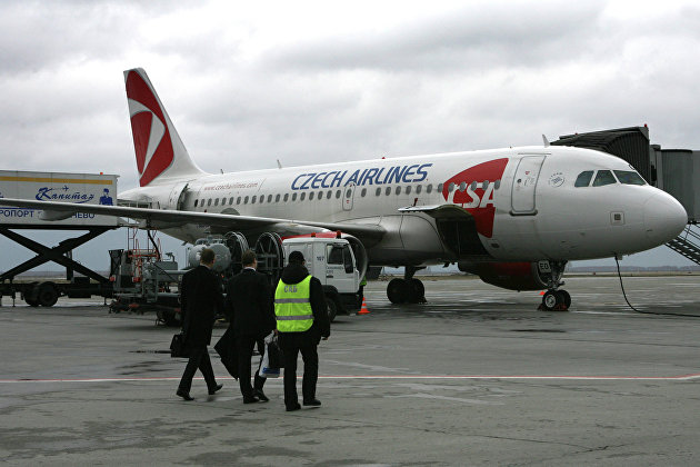 Самолет Airbus-319 авиакомпании "Чешские аэролинии" ( CSA Czech Airlines)