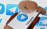 Логотип мессенджера Telegram на экранах смартфона и компьютера