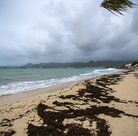 Пляж на острове Сен-Мартен в Карибском море.
