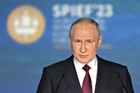 ПМЭФ-2023. Президент РФ В. Путин на пленарном заседании