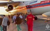 Самолет Ил-76ТД МЧС России готовится к вылету для санитарной эвакуации пострадавших
