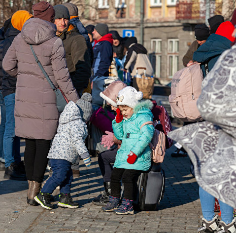 Украинские беженцы в польском городе Пшемысль