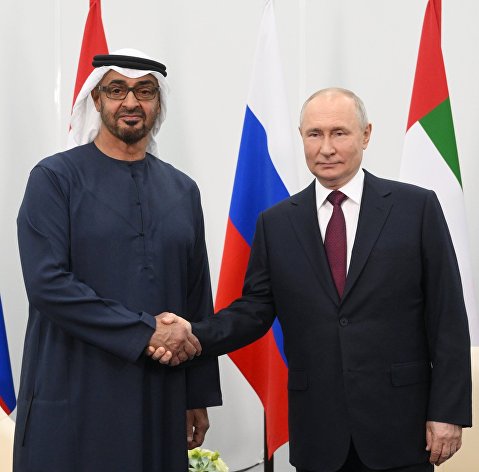 Президент РФ Владимир Путин и президент Объединенных Арабских Эмиратов (ОАЭ) шейх Мухаммедбен Заид Аль Нахайян