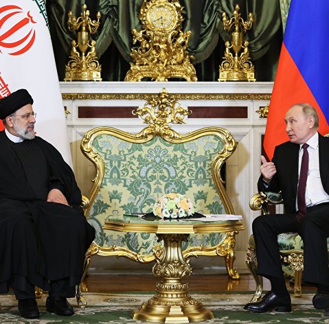 Встреча президента РФ В. Путина и президента Ирана Э. Раиси