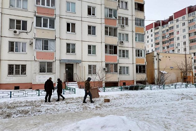 Многоквартирный дом, поврежденный в результате атаки БПЛА в Воронеже